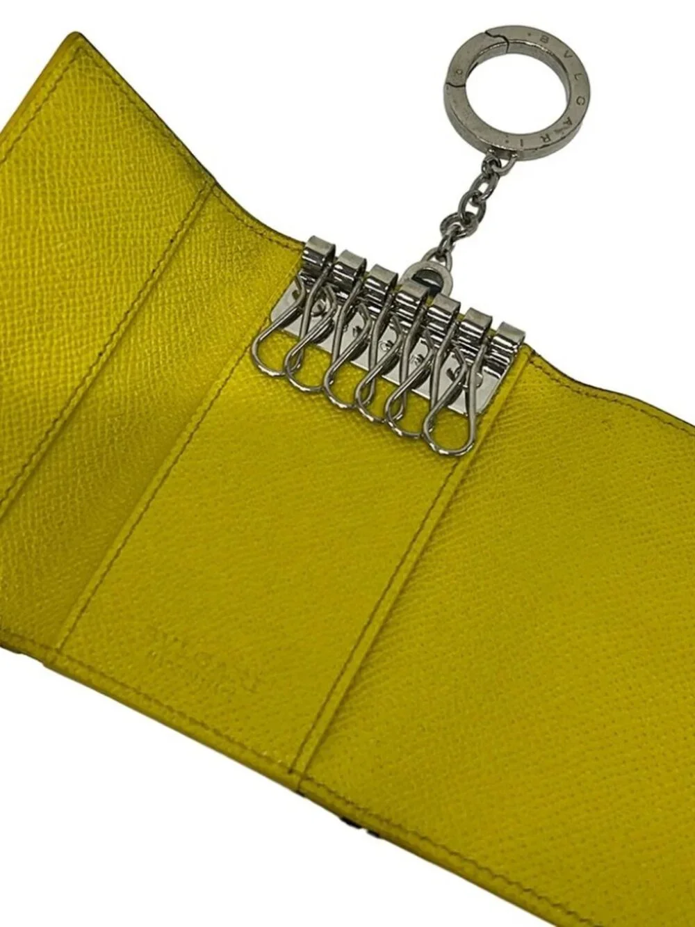 BVLGARI Bvlgari Bvlgari Navy Yellow Leather Hardware Key Case